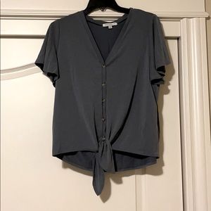 NWOT Gray button down V neck top